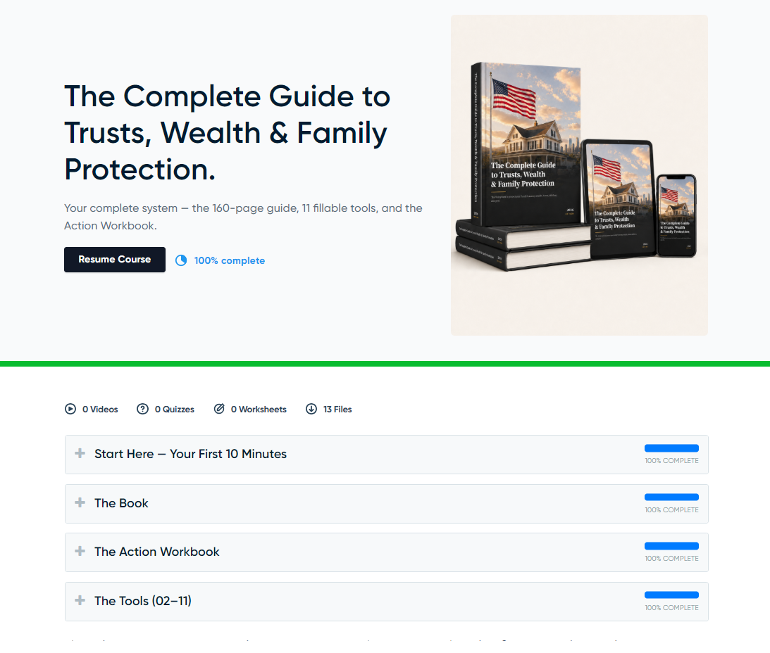 Inside your membership area — the real course dashboard